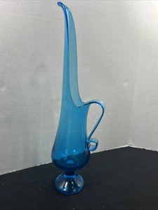 Beautiful Blue Vintage MCM Vase / Pitcher 18" Tall - Picture 1 of 9