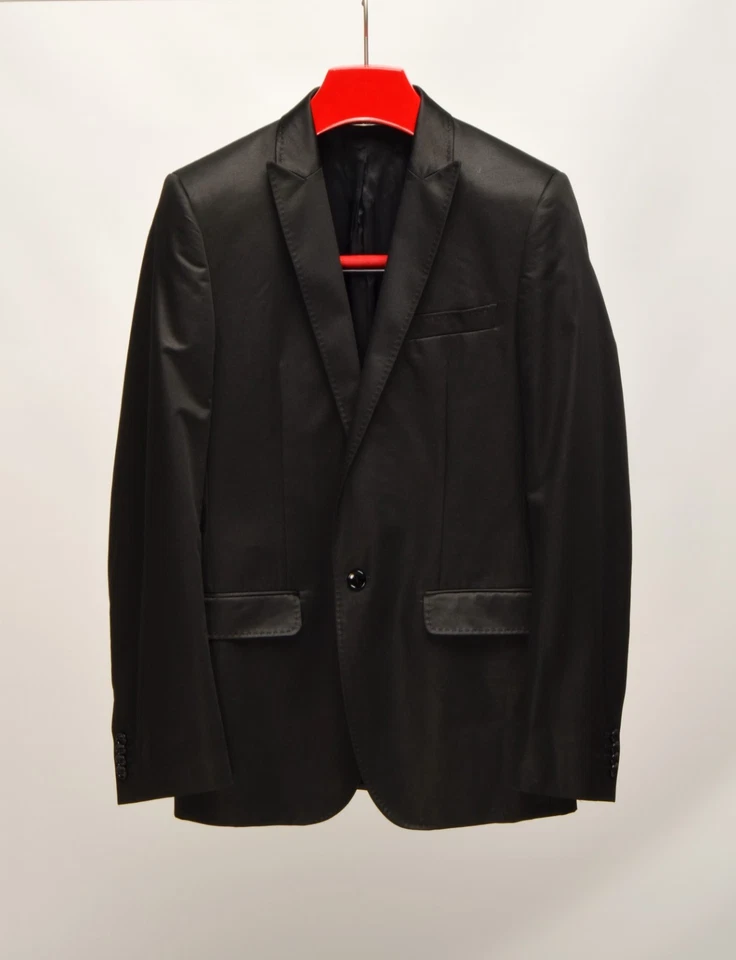 DOLCE & GABBANA Black Cotton 1Btn Tuxedo Peak Lapel  IT 44R UK,US 34R Slim Foto 1 de 4