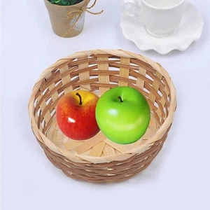 Round Shape Fruit Storage Bin Handmade Rattan Fruit Basket - Picture 1 of 5