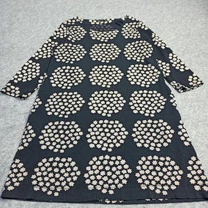 Vestido túnica Marimekko para mujer talla M negro algodón jersey elástico floral KAKSIN - Imagen 1 de 12