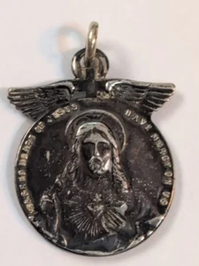 Vintage Sacred Heart Of Jesus Have Mercy On Us Our Lady Religious Medal Pendant - Picture 1 of 24