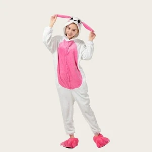 Kids Animal Bunny Jumpsuit Girls Boys Rabbit Hooded One Piece Pajamas 7T/9T - Picture 1 of 6