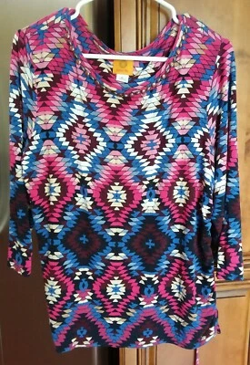 Рубашка женская Ruby Rd Favorites разноцветная рукав 3⁄4 размер XL  - Изображение 1 из 4