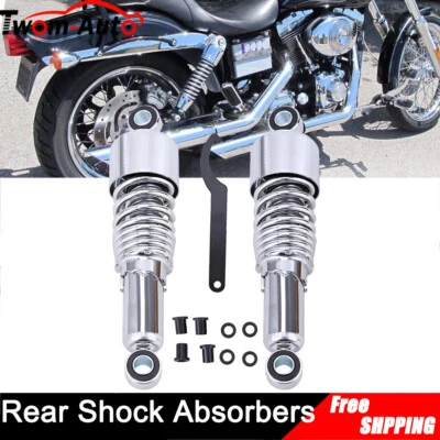 Amortiguador de aire trasero cromado de 10,5"" para Harley Touring Road King Street Glide Foto 1 de 4