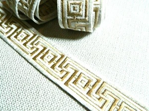 2.75 FABRICUT KEYWAY SESAME Velvet /EMB 2"Passementerie Border Trim Rt $117 - Picture 1 of 3