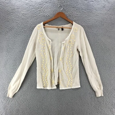 Cardigã suéter feminino Bke Boutique M bege mistura de algodão frente aberta manga longa - Imagem 1 de 4