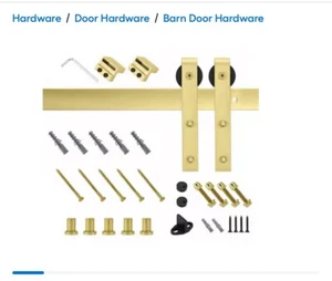 RELIABILT 78-In Soft Gold Indoor J-Strap Single Barn Door Hardware Kit - Picture 1 of 9
