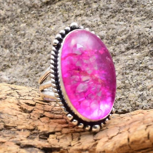 Bonito Crujido Piedra Preciosa 925 Plata de Ley Hecho a Mano Anillo Todo Talla - Imagen 1 de 5