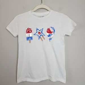 Crewcuts Factory sz 12 girls white T shirt Ice cream red white blue - Picture 1 of 6