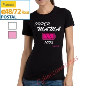 CAMISETA DIA DE LA MADRE SUPER MAMA NOMBRE NIÑ@ PERSONALIZADO REGALO CHICA MUJER - Imagen 1 de 1