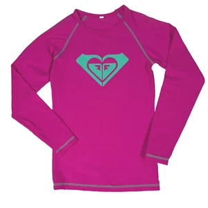 Roxy Girls Rash Vest Surf Swim Top Sz 12 Hot Pink Logo UV Tech Protection Rashie - Picture 1 of 16