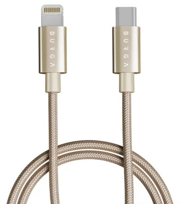 Burga USB-C to Lighting Iphone Cable Charging Gold Braided 4ft For IPhone NEW - Image 1 of 4