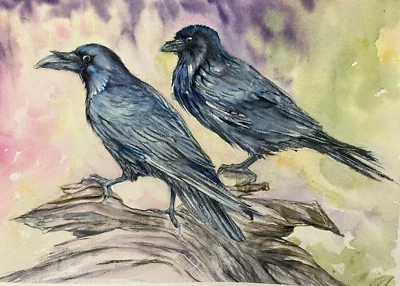 Cuervo Cuervo - Pintura Original Acuarela Firmada por Liz Altin  Foto 1 de 3