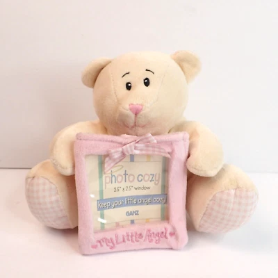 Vintage Baby Ganz Photo Cozy Soft Yellow Bear Pink Frame Plush 2001 5.5" - Image 1 of 4