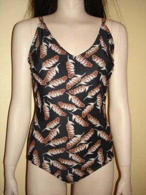 Badeanzug Federdesign bpc selection bonprix 38 oder 42 braun NEU! - Bild 1 von 4