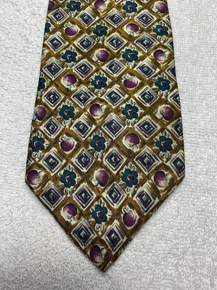 PIERRE CARDIN МУЖСКОЙ ГАЛСТУК ЗОЛОТОЙ С ФИОЛЕТОВЫЙ И ЗЕЛЕНЫЙ 4 X 59 - Изображение 1 из 4