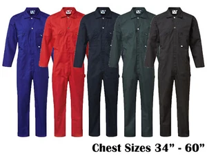 Mens Fort Zip-Front Overalls New Polycotton Coverall Mechanic College Boilersuit - Picture 1 of 6