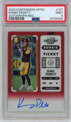 2022 Panini Contenders Optic Red Kenny Pickett PSA 9 MINT RC Rookie AUTO /149 - Image 1 of 2