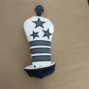 1x White Golf Hybrid Headcover Grey Stars Stripes Rescue Cover UT Head Cover - Picture 1 of 4