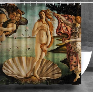 Juego de cortina de ducha de 72"" × 72"" con ganchos, El nacimiento de Venus de Sandro Botticelli - Imagen 1 de 8