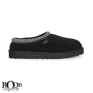 UGG TASMAN BLACK SHEEPSKIN MEN'S SLIPPERS SIZE US 9/UK 8/EU 41.5 NEW - Picture 1 of 6