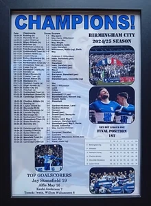 Birmingham City 2025 League One champions - Birmingham promoted - souvenir print - Picture 1 of 5