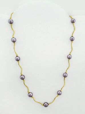 GENUINE TAHITIAN PEARLS NECKLACE 14K GOLD ** NWT ** Free Shipping * 16" LONG - Image 1 of 3