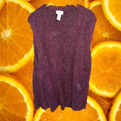 Catherine's Maroon Long Open Front Sweater Size 4X - Image 1 of 4