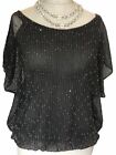 Made In Italy Grey Shimmer Sheer Lined Stretchy Tunic Top, Elastacated Hem Med