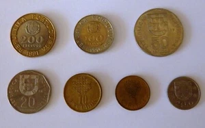 7 Portugal coins from 200 Escudos to 2.5 Escudos 1991 to 1986 - Picture 1 of 8