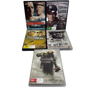 War Movie DVD Bundle x 5 Midway, Hacksaw Ridge, We Were Soldiers, 12 O'Clock Hig - Picture 1 of 8
