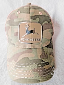 JOHN DEERE Women Camo Snapback Trucker Pink Mesh Tractor Baseball Cap Hat - Picture 1 of 15