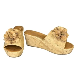 Gentle Souls Sz 8 Forella Flower Natural Cork Wedge Platform Sandals Leather Y2K - Picture 1 of 14