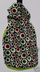 Halloween Martha Stewart Black Green Eyeball Pet Dog Hoodie XSmall NWT - Picture 1 of 2