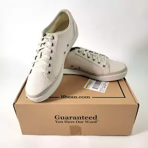 L.L. Bean Mens Sneakers 10.5 White Canvas Walking Low Top Casual #274406 *NIB* - Picture 1 of 10