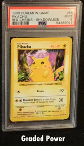 Pokemon Base Set Unlimited Shadowless Pikachu Red Cheeks SHADOWLESS PSA 9 (9041) - Picture 1 of 2