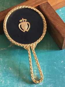 Vintage Miroir de Sac Doré Rétro Emblème Coeur de Vendée - Imagen 1 de 5