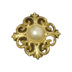 Broche Medallón Sarah Coventry Oro Perla Cobachon - Imagen 1 de 9