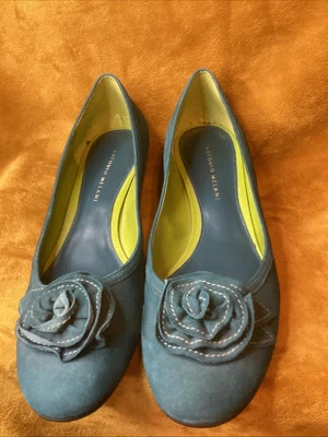 Tacones Antonio Melani verde azulado gamuza rosa gatito talla 10M Foto 1 de 4