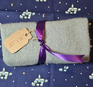 Vintage  Wool Cutter Blanket Pieces 16x22 Upcycle. Light Grayish Blue - Picture 1 of 3