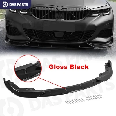 For 2019-2022 BMW G20 330i M Sport M340i GT Style Front Bumper Lip Glossy Black Foto 1 de 4