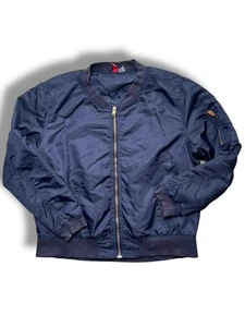 H&M Navy Bomber Jacket – UK 16 / US 14 – Zip Front – VGC – Lightweight - Picture 1 of 10