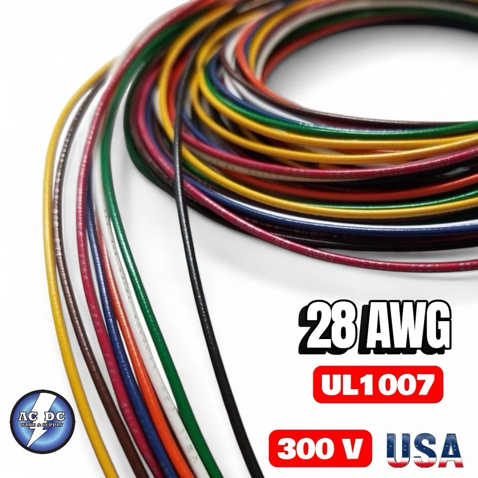 Kit de cables de conexión trenzados calibre 28 AWG (5 pies) Ea 8 colores UL1007 300 voltios Foto 1 de 1