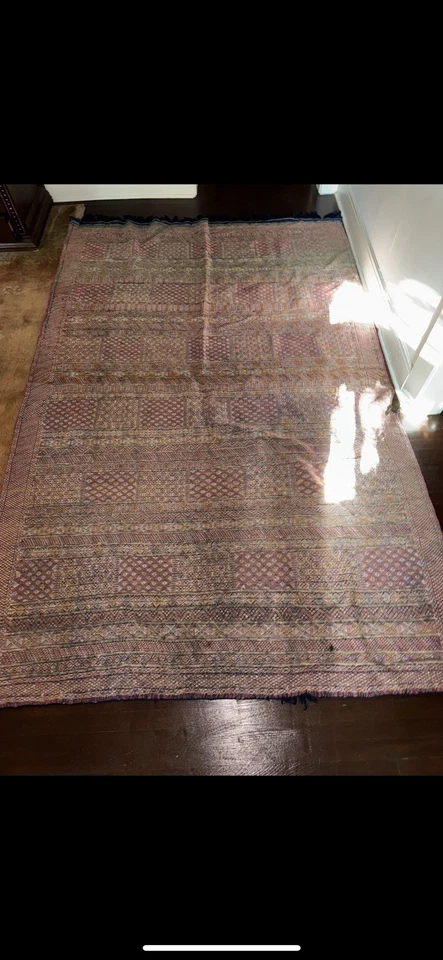 Alfombra Kilim marroquí vintage aprox 74 X 121 - Alfombra tribal bereber de lana hecha a mano Foto 1 de 4