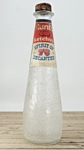 VTG 1976 Glass Hunts Ketchup Bottle With Lid Diamond Or Checkered Pattern - Picture 1 of 11