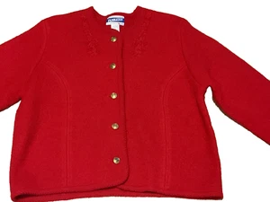 Vintage * 100 % Schurwolle elegante PENDLETON rote Strickjacke mit Stickerei L. (44 Zoll Brustumfang - Bild 1 von 3