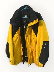 Helly Hansen Yellow Black Men XL Ski Snowboard Jacket Coat Waterproof - Picture 1 of 24
