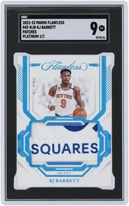 RJ Barrett Knicks 2022-23 Panini Flawless Relic Platinum PAT-RJB #1/1 SGC 9 Card - Foto 1 di 2