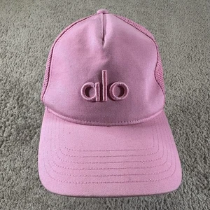 Alo Hat Cap Snap Back Pink Mesh Trucker Logo Baseball Womens Athletic Yoga - Picture 1 of 8