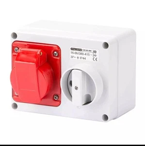 Gewiss GW66008 Interlocked Switch Socket - 16A - 3P+E - 380-415V (Red) 4pin-IP44 - Picture 1 of 4